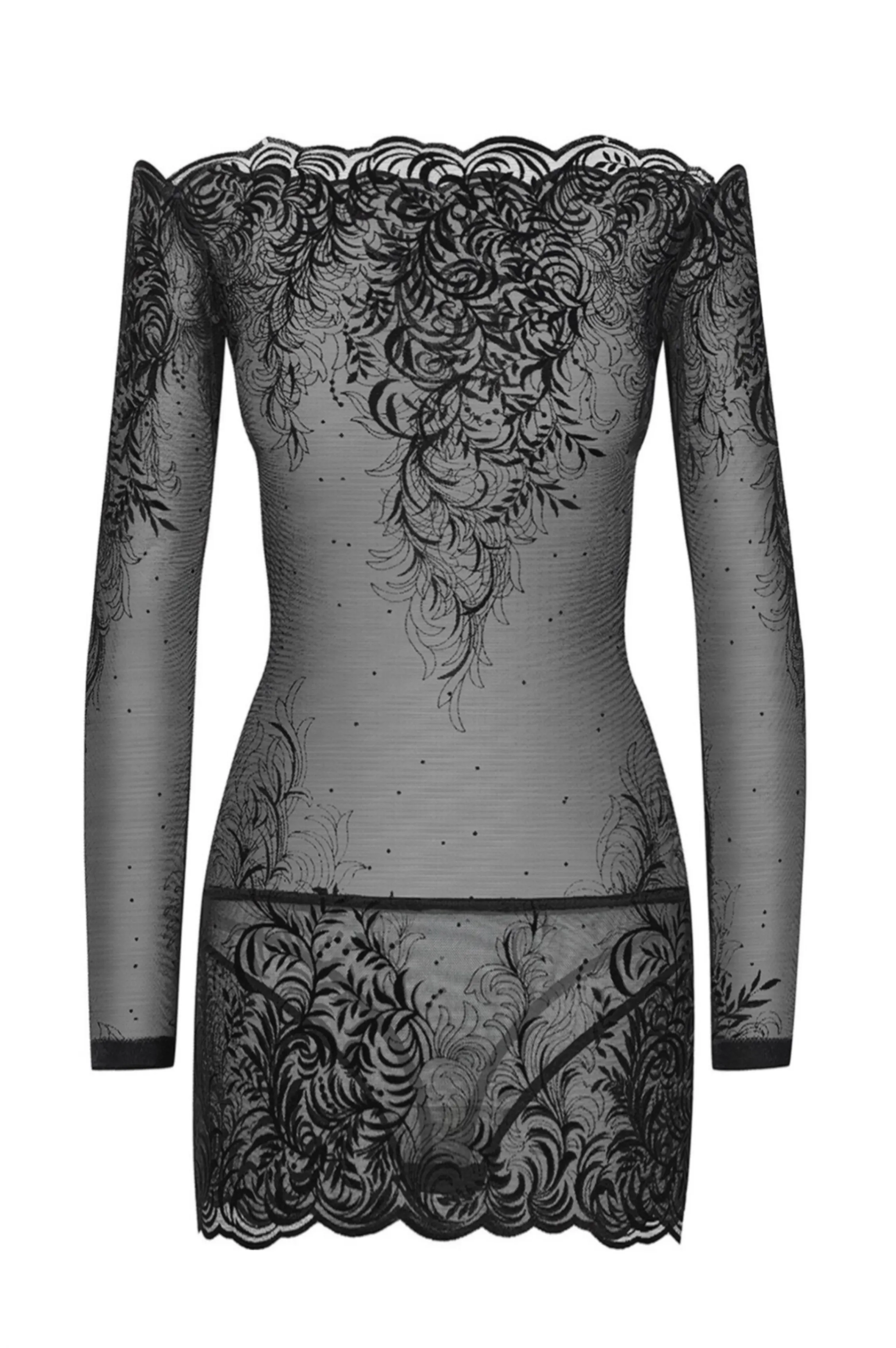 arabesque_black_flocked_mini_dress_4.webp Cheap ARABESQUE flocked mini dress Babydolls | Ready-to-wear