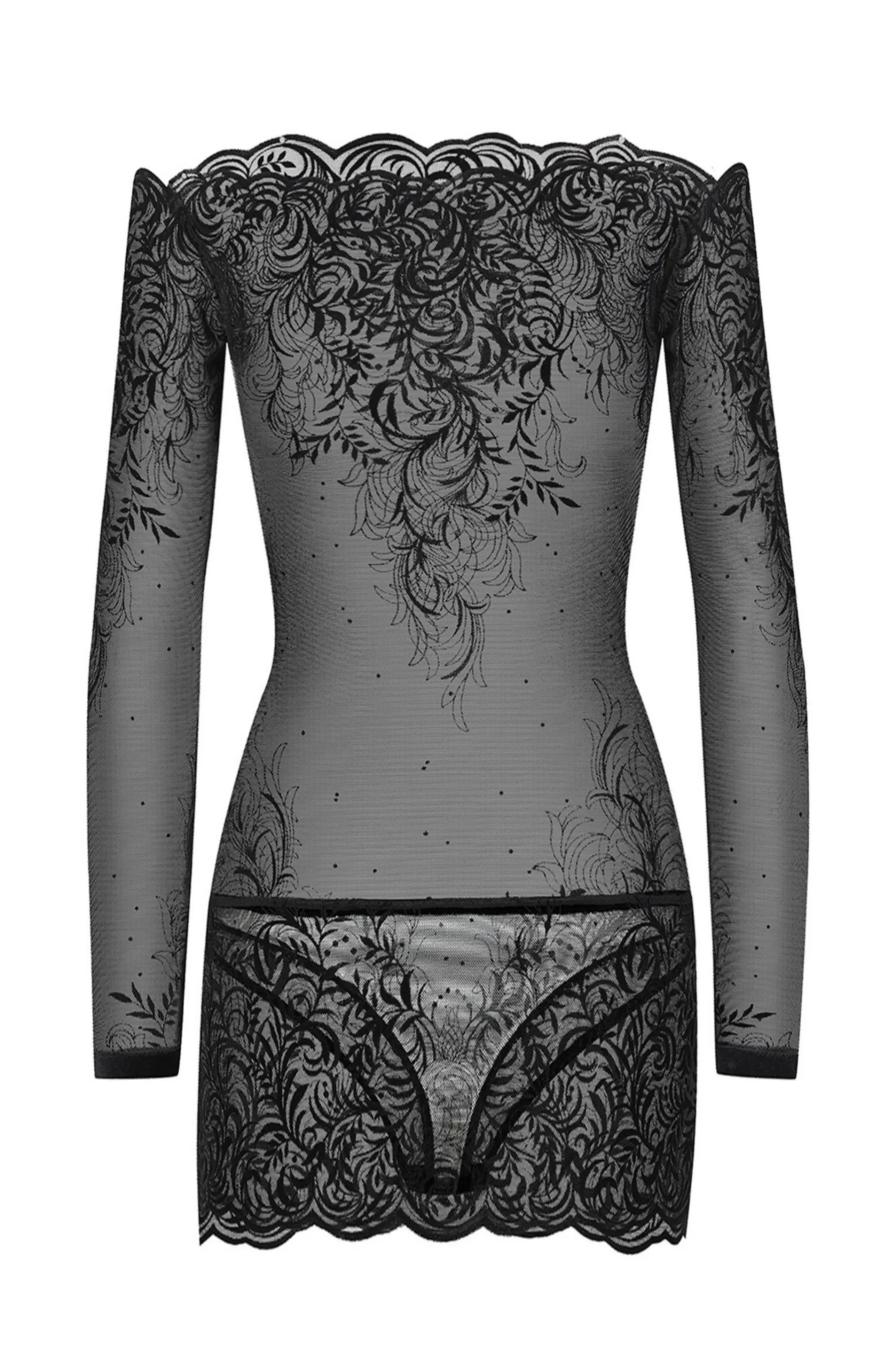 arabesque_black_flocked_mini_dress_5.webp Cheap ARABESQUE flocked mini dress Babydolls | Ready-to-wear