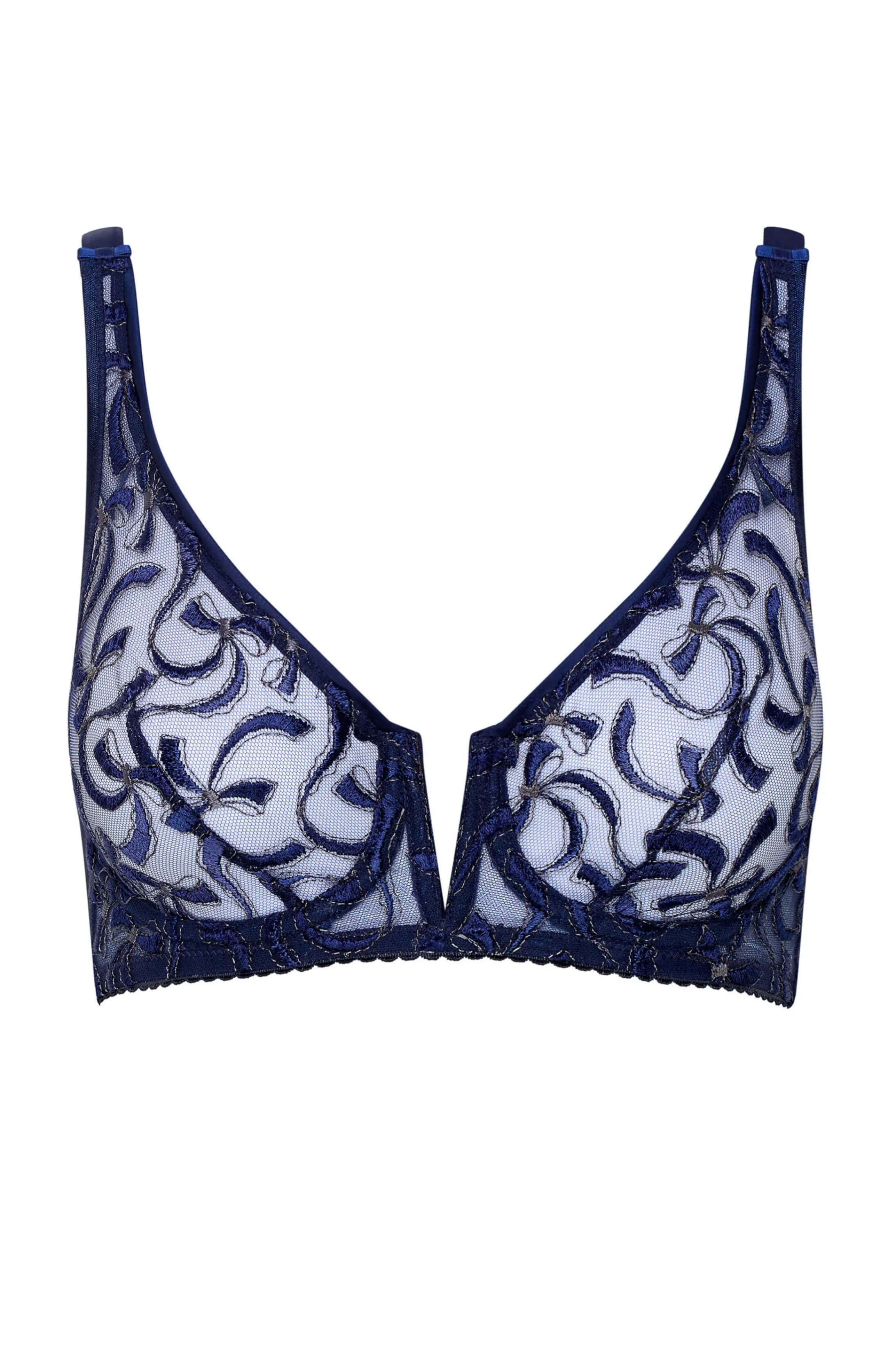 Shop blue bows V bra Bras With Lace