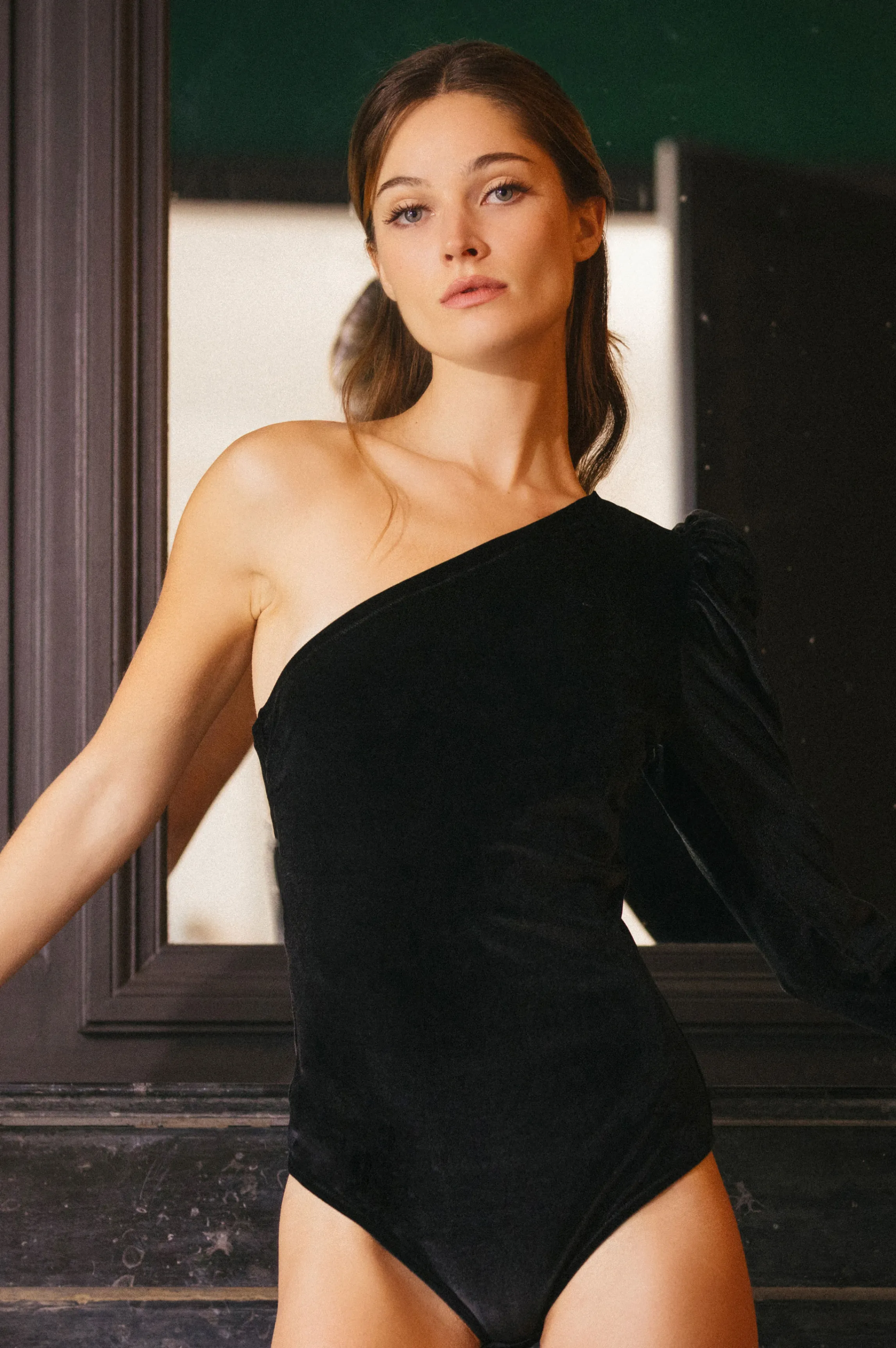 Best Sale Body asymmetric velvet Bodys