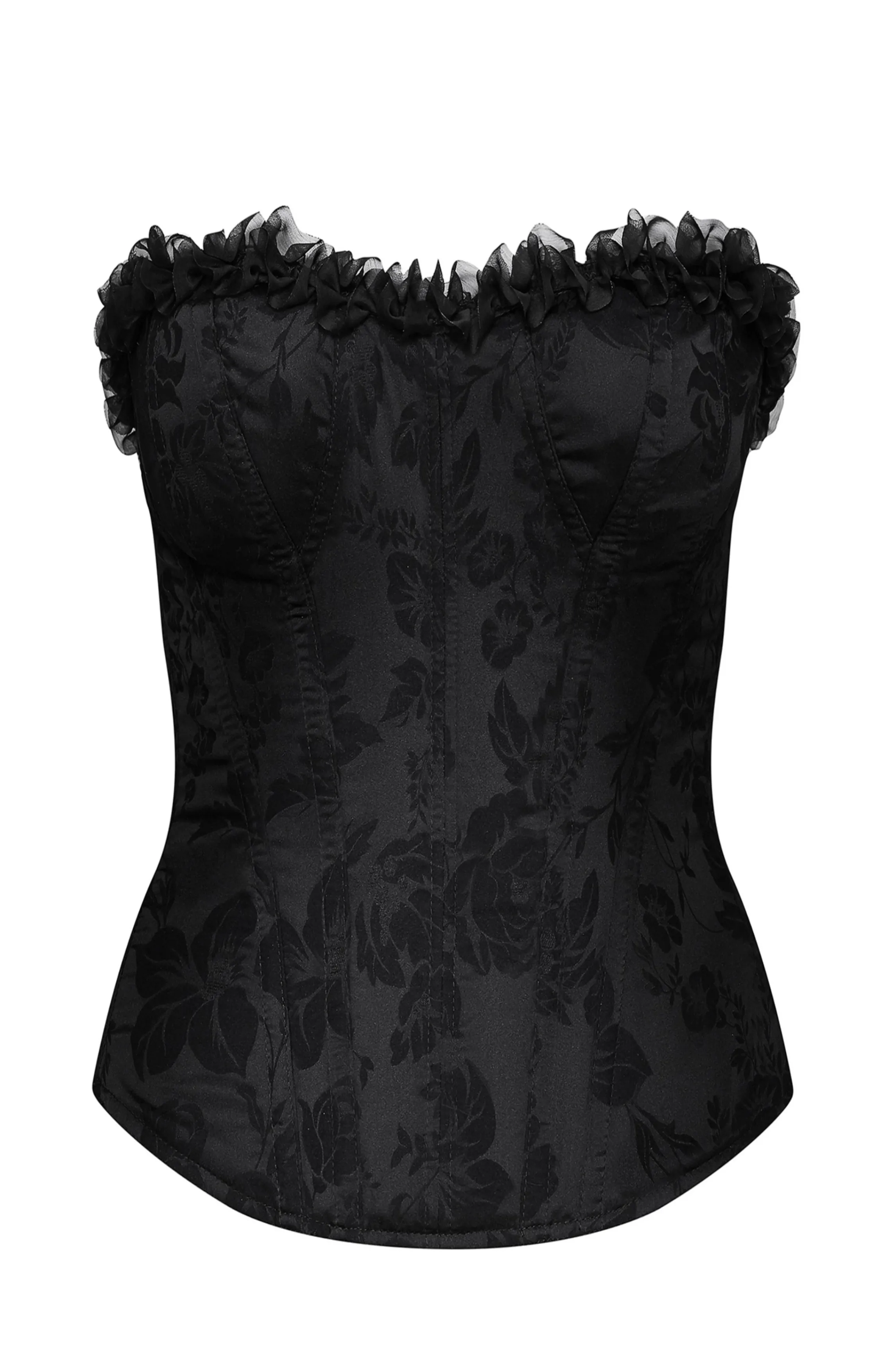 Shop DIVA black brocard satin bustier Black Corsets