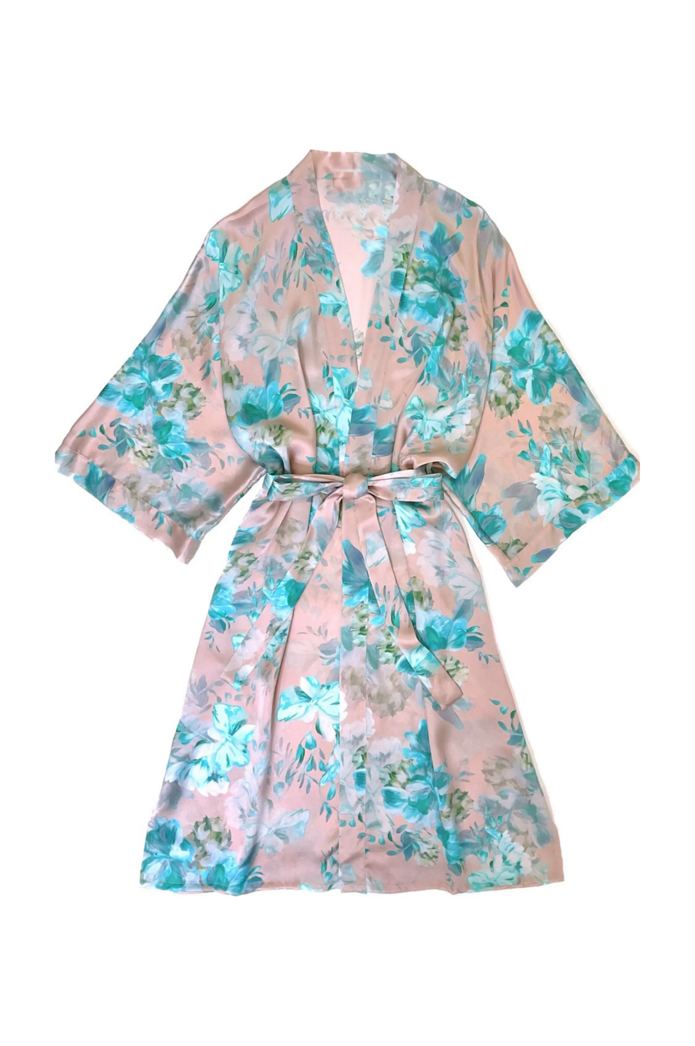 Fashion Long silk floral print robe Robes