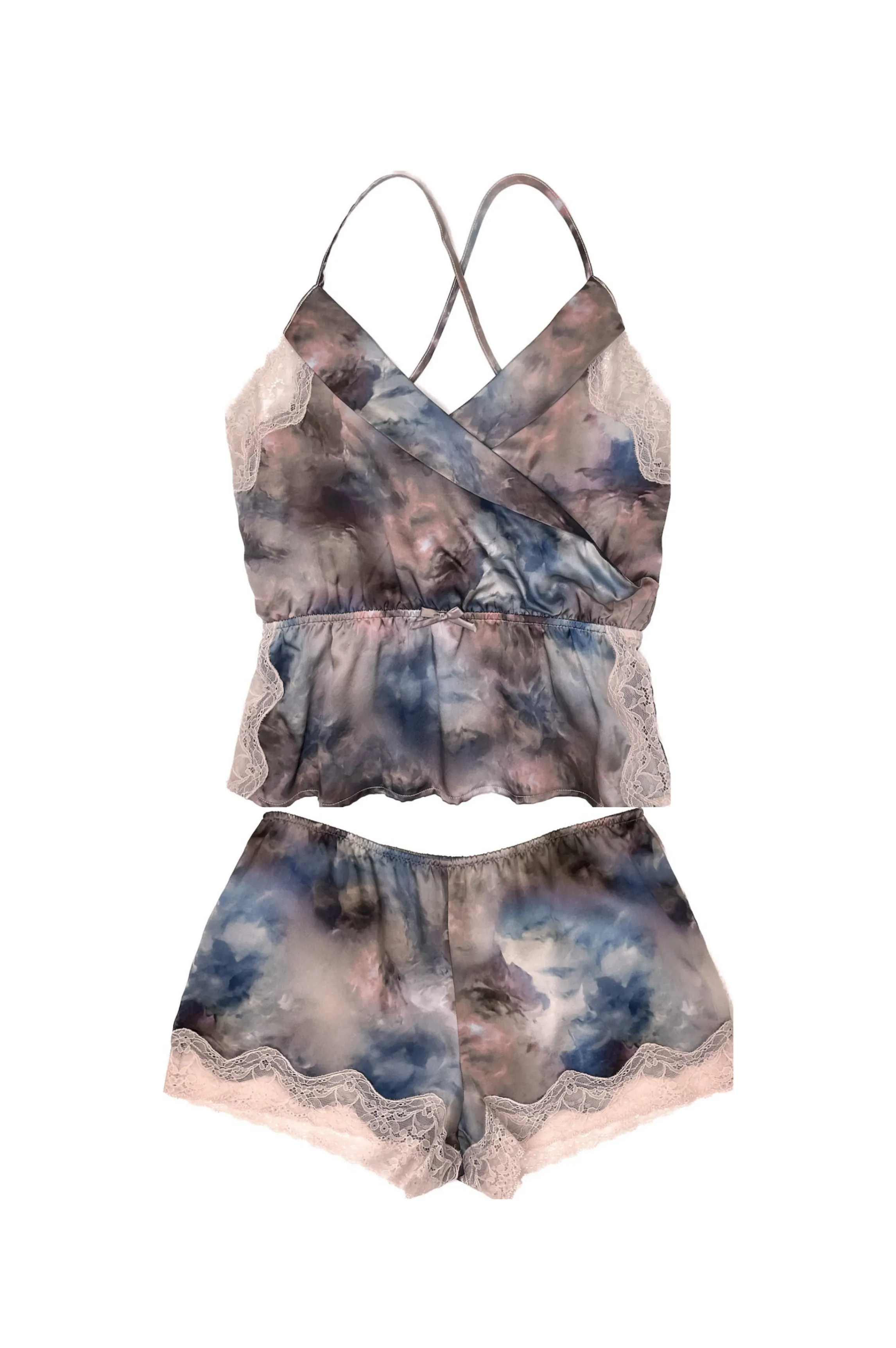 Sale Pink silk tuxedo cami set Pyjamas