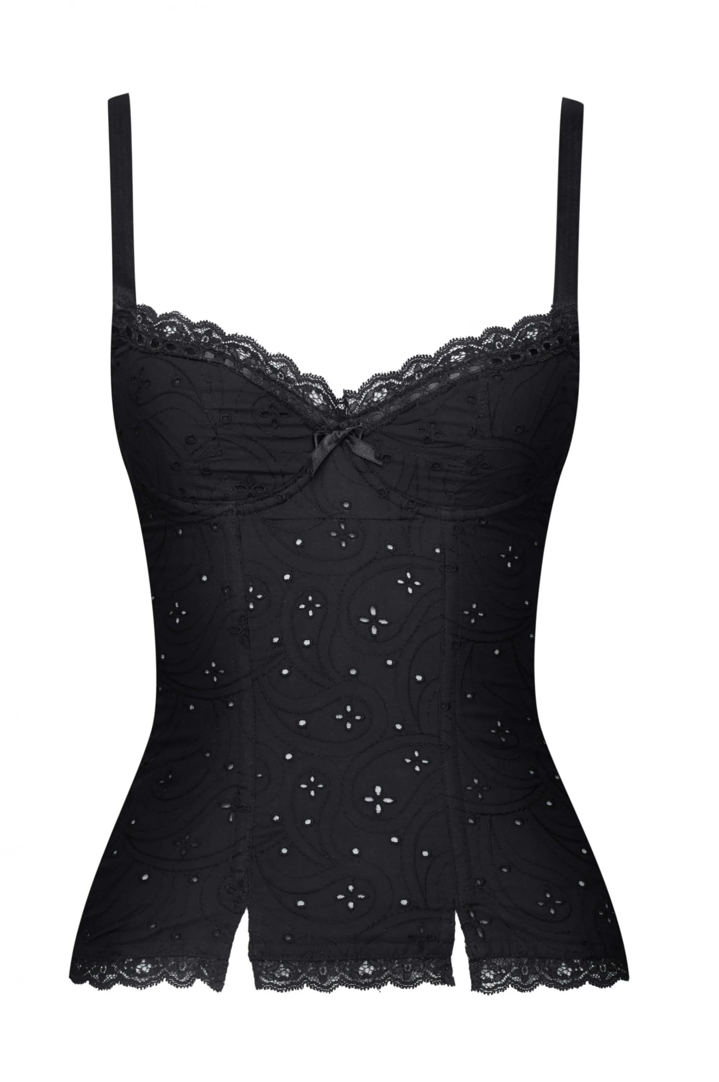 Best Sale SALSA English embroidery bustier Guepières | Black Corsets