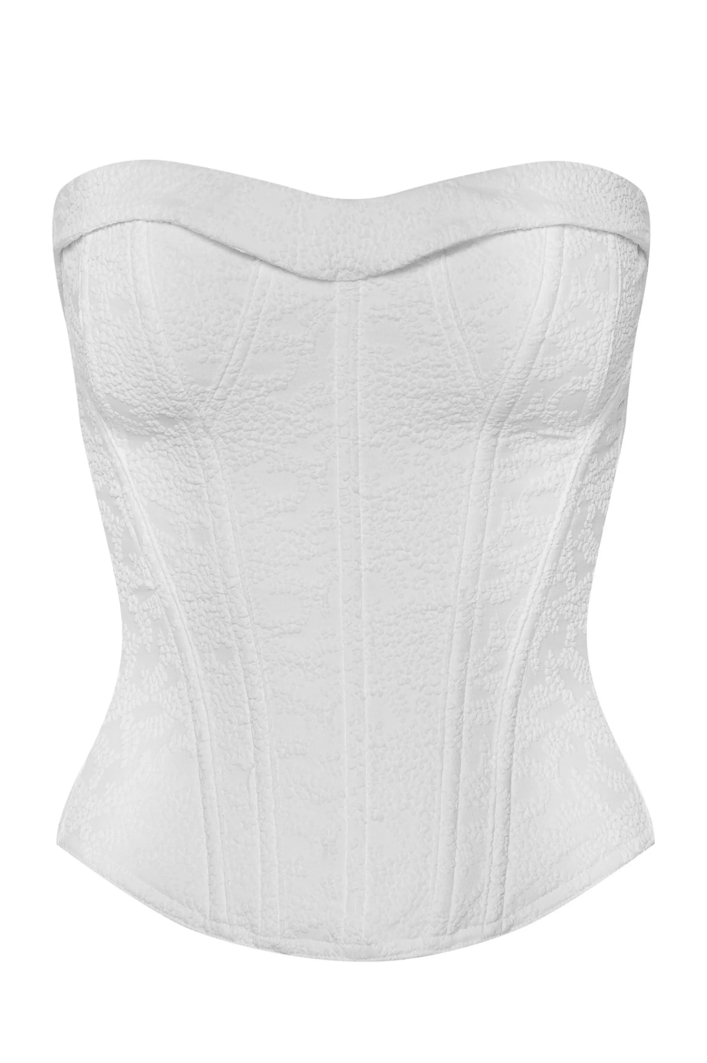 Hot VICTORIA 5 embossed bustier White Corsets