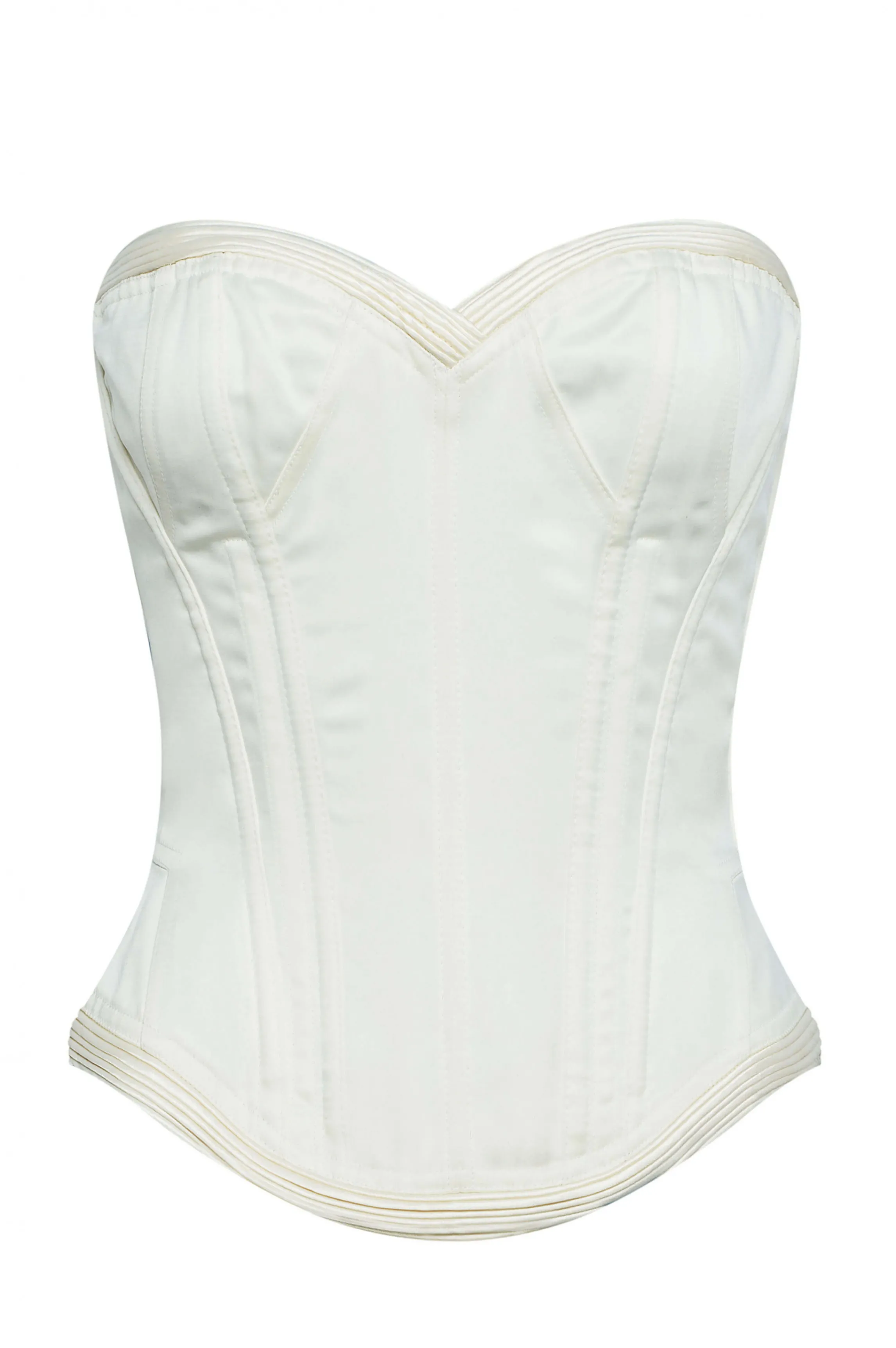 Best Sale VICTORIA ivory satin corset White Corsets