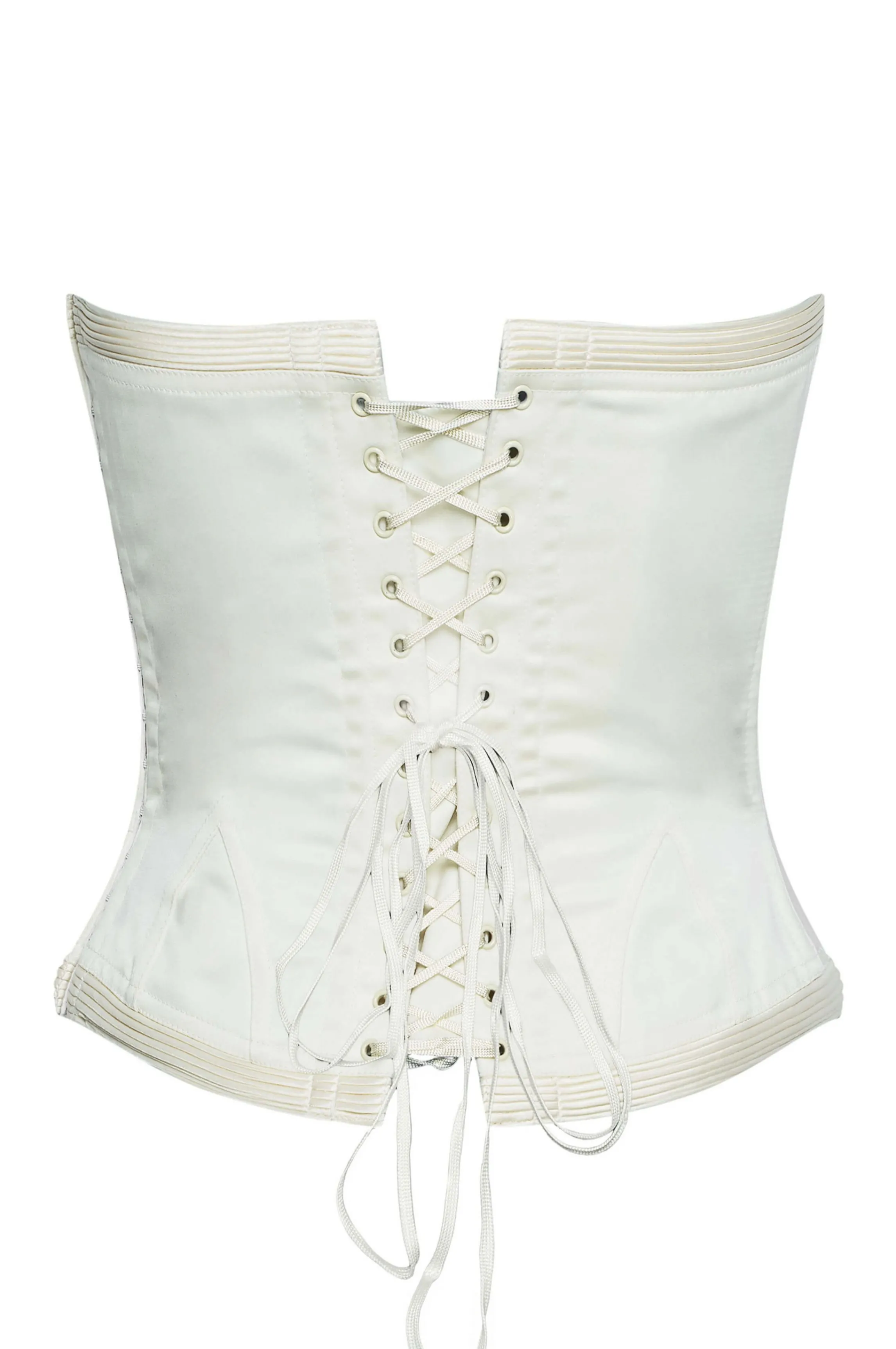 Best Sale VICTORIA ivory satin corset White Corsets