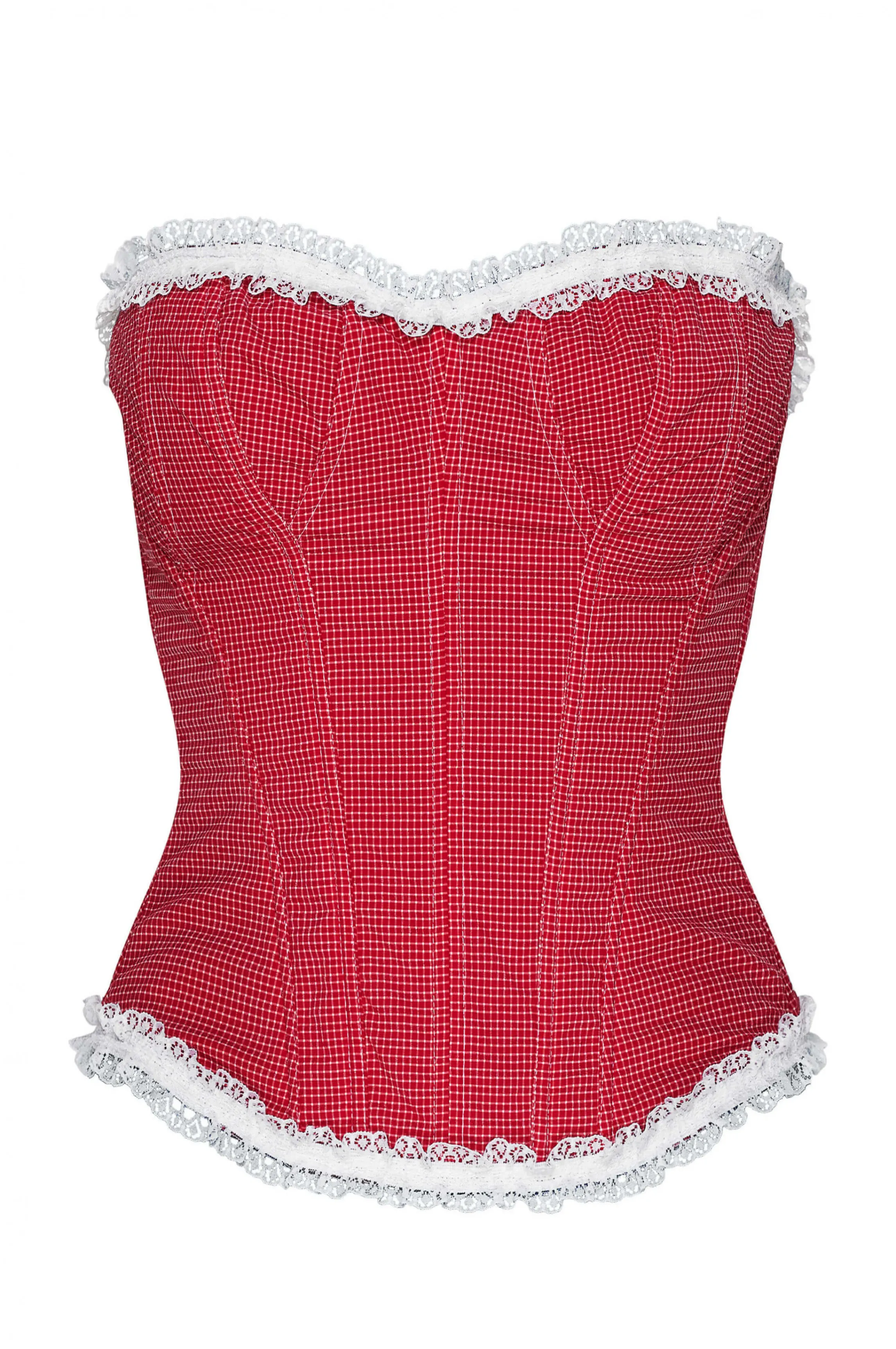 Sale VICTORIA gingham bustier Red Corsets