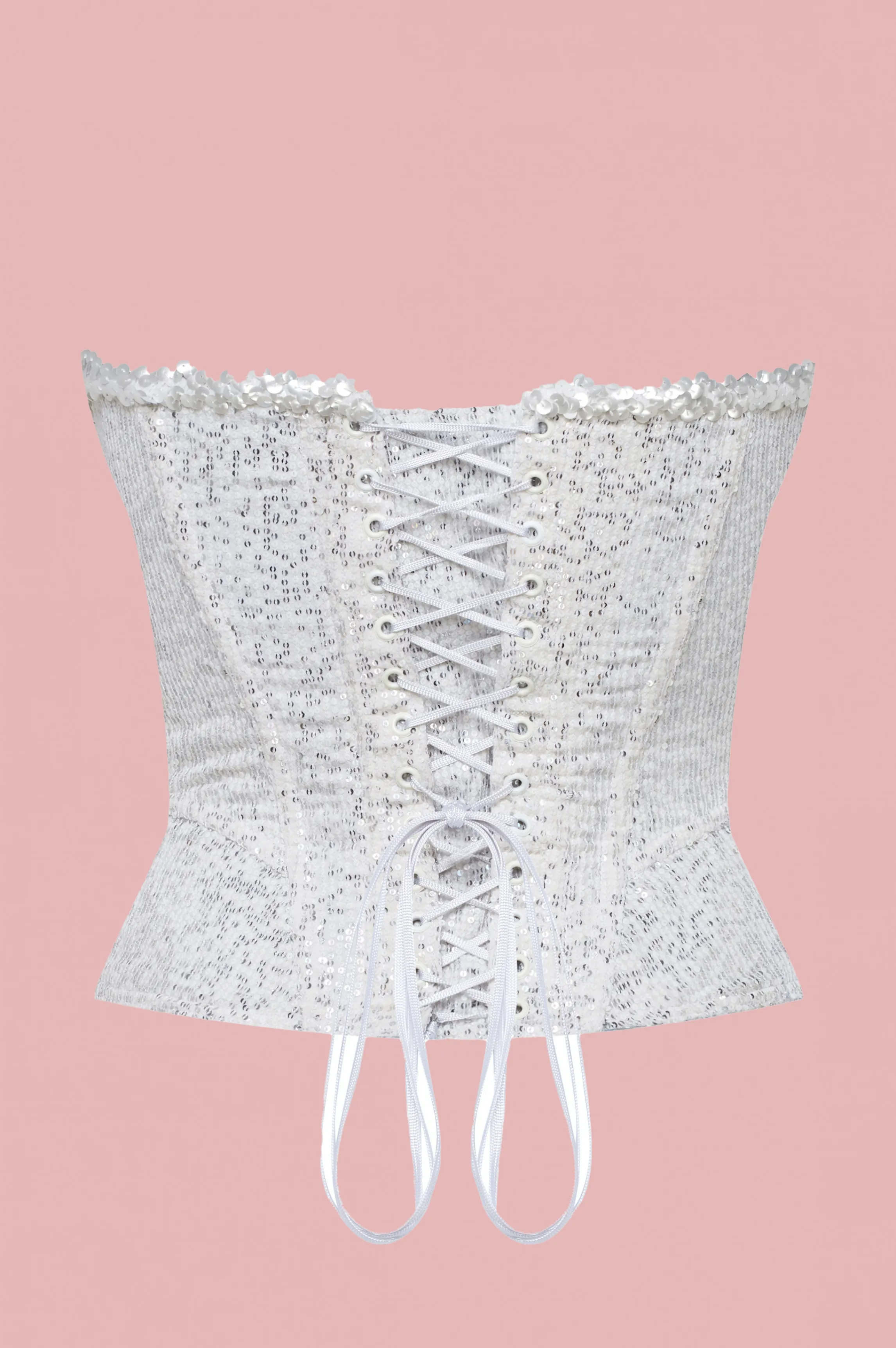 Flash Sale sequin corset White Corsets